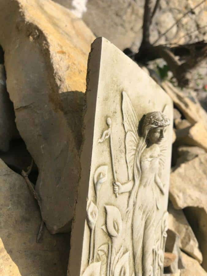 Lily Lady Stone Plaque Statue | UK Vintage Angel Fairy Garden Outdoor Ornament