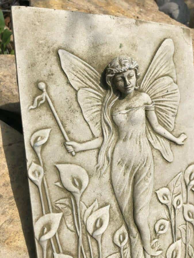 Lily Lady Stone Plaque Statue | UK Vintage Angel Fairy Garden Outdoor Ornament
