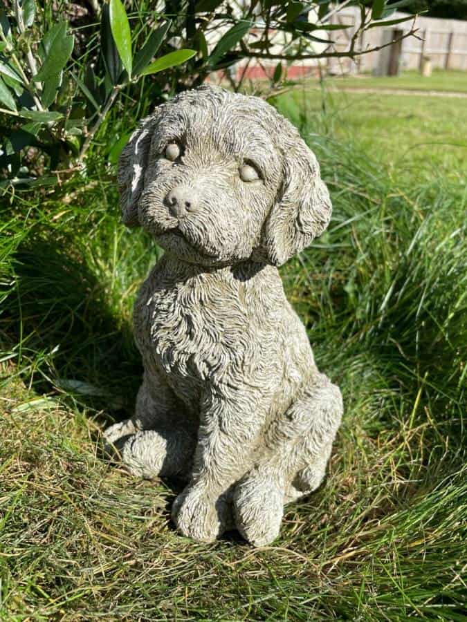 Cockapoo Puppy Dog Stone Statue