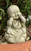 Happy Monk Stone Statue | Buddha Oriental Garden Outdoor Decoration Ornament