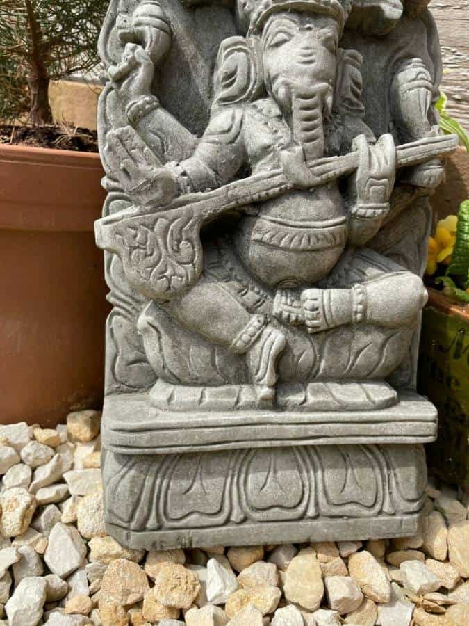 Ganesh Hanging Stone Garden Plaque Statue | Outdoor Oriental Hindu Ornament