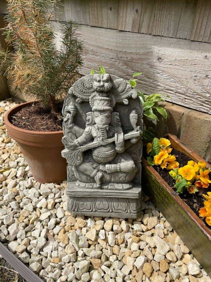 Ganesh Hanging Stone Garden Plaque Statue | Outdoor Oriental Hindu Ornament