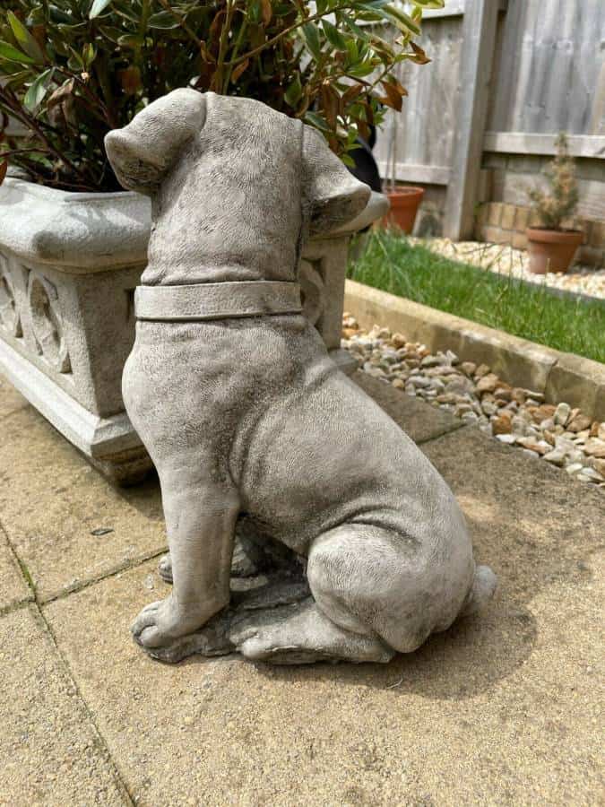 Boxer Dog & Pups Stone Statue