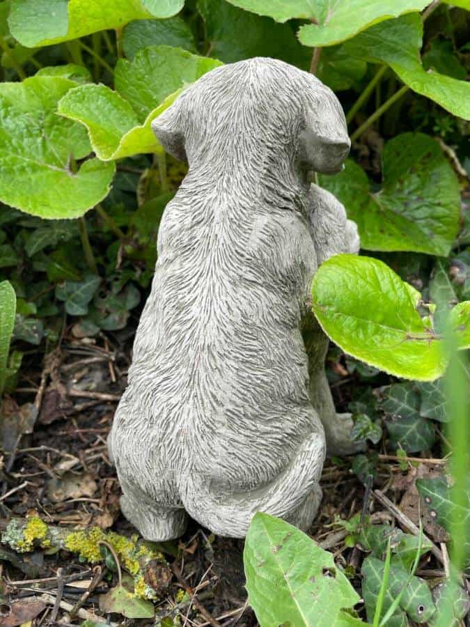 Pair of Puppies Stone Garden Statue | Reconstituted Outdoor Dog Animal Ornament