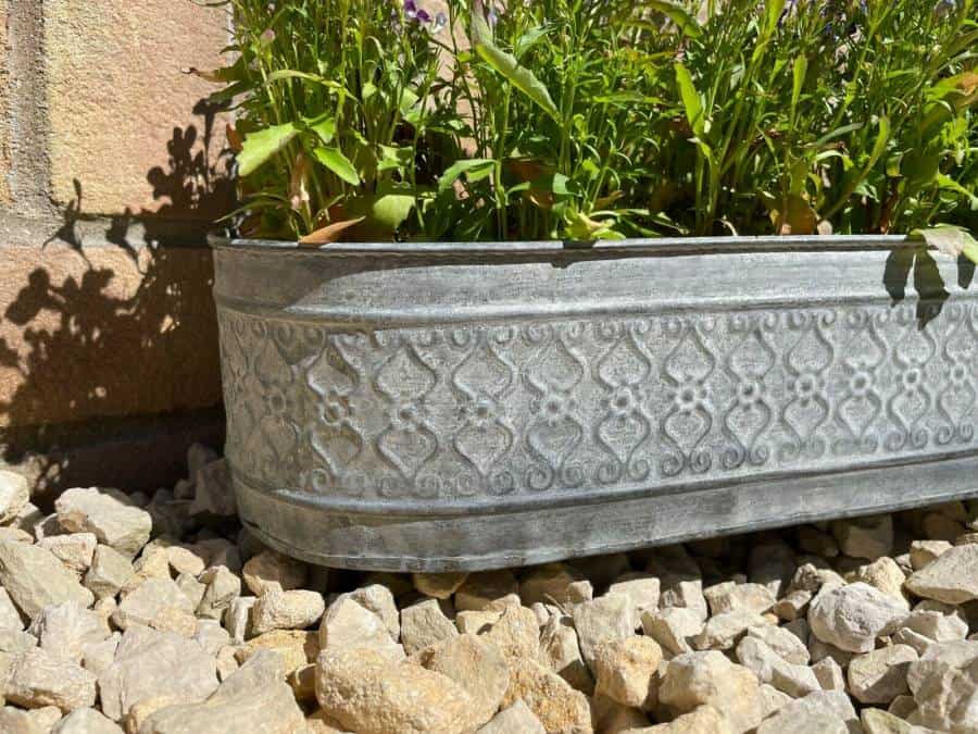 Galvanised Zinc Floral Metal Planter | Garden Flower Pots Trough Set of 3 OR 1