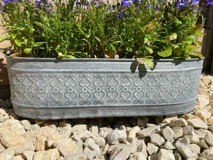Galvanised Zinc Floral Metal Planter | Garden Flower Pots Trough Set of 3 OR 1