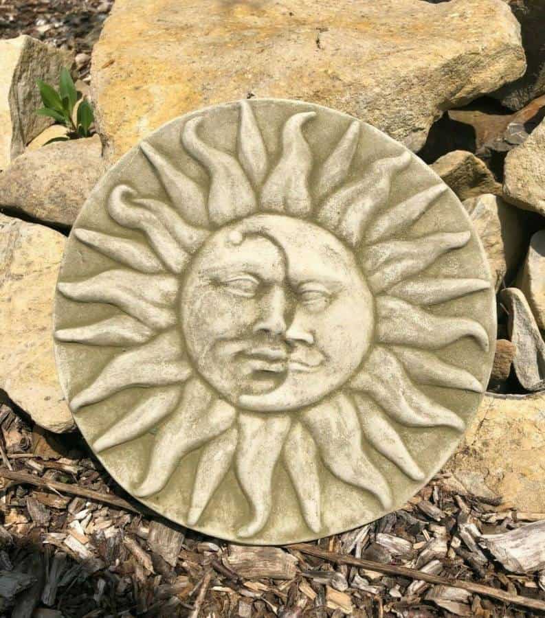 Sun + Moon Hanging Stone Plaque Statue | Outdoor Garden Reconstituted Ornament
