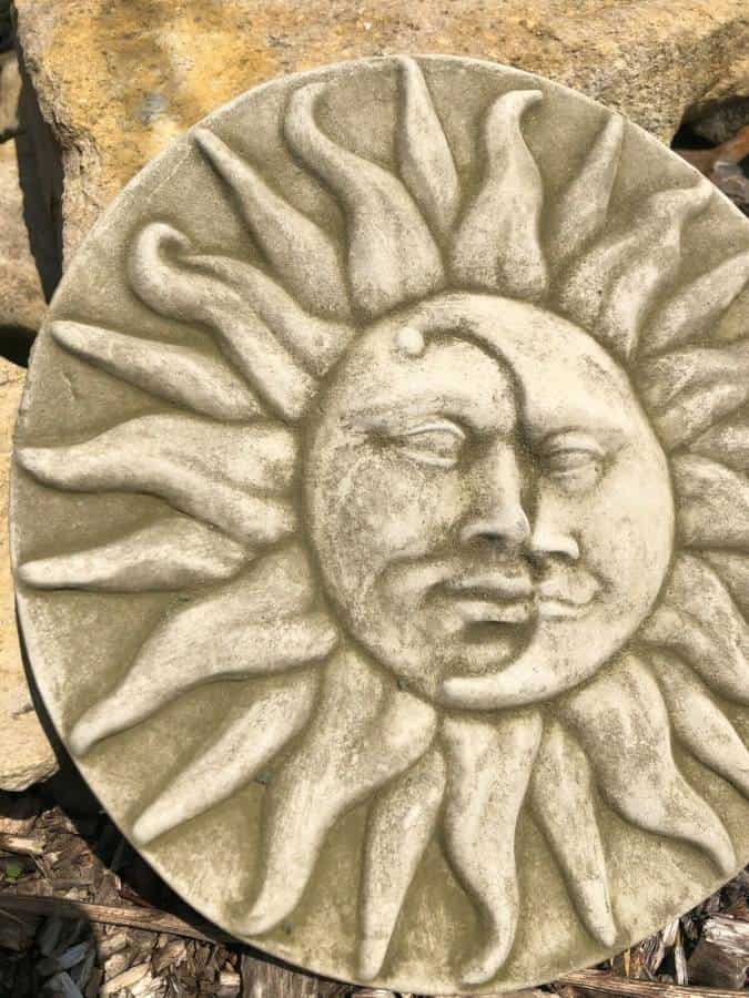 Sun + Moon Hanging Stone Plaque Statue | Outdoor Garden Reconstituted Ornament