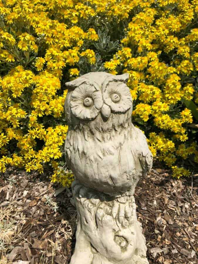 Eagle Owl on Log Stone Statue