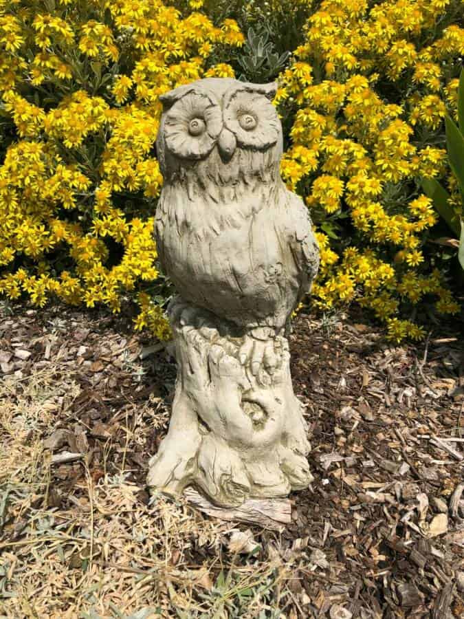 Eagle Owl on Log Stone Statue