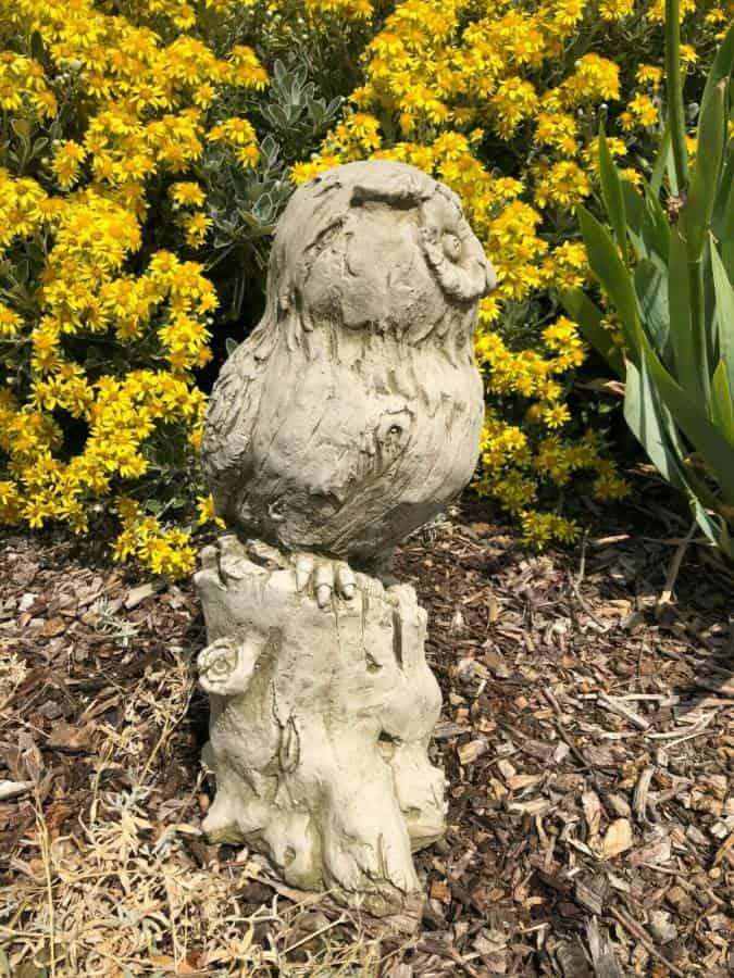 Eagle Owl on Log Stone Statue