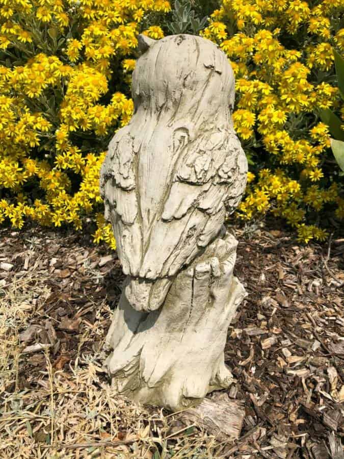 Eagle Owl on Log Stone Statue