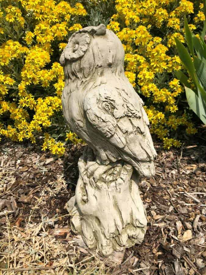 Eagle Owl on Log Stone Statue