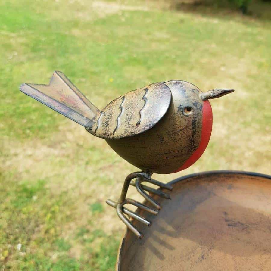 Robin Bird Bath On Tall Spike