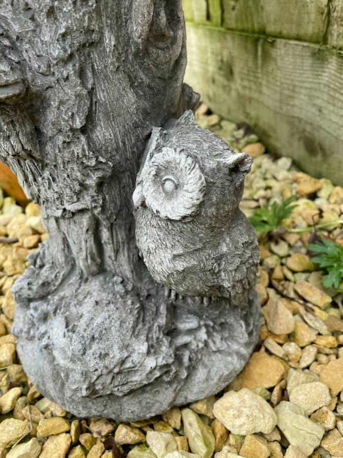 Barn Owl Bird Bath Stone Statue