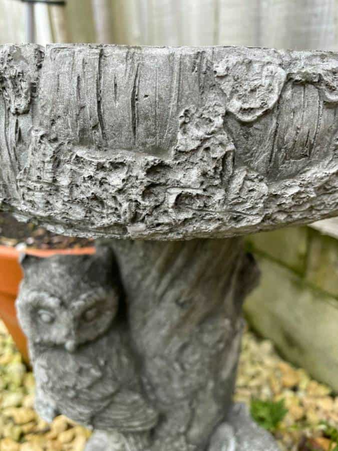 Barn Owl Bird Bath Stone Statue